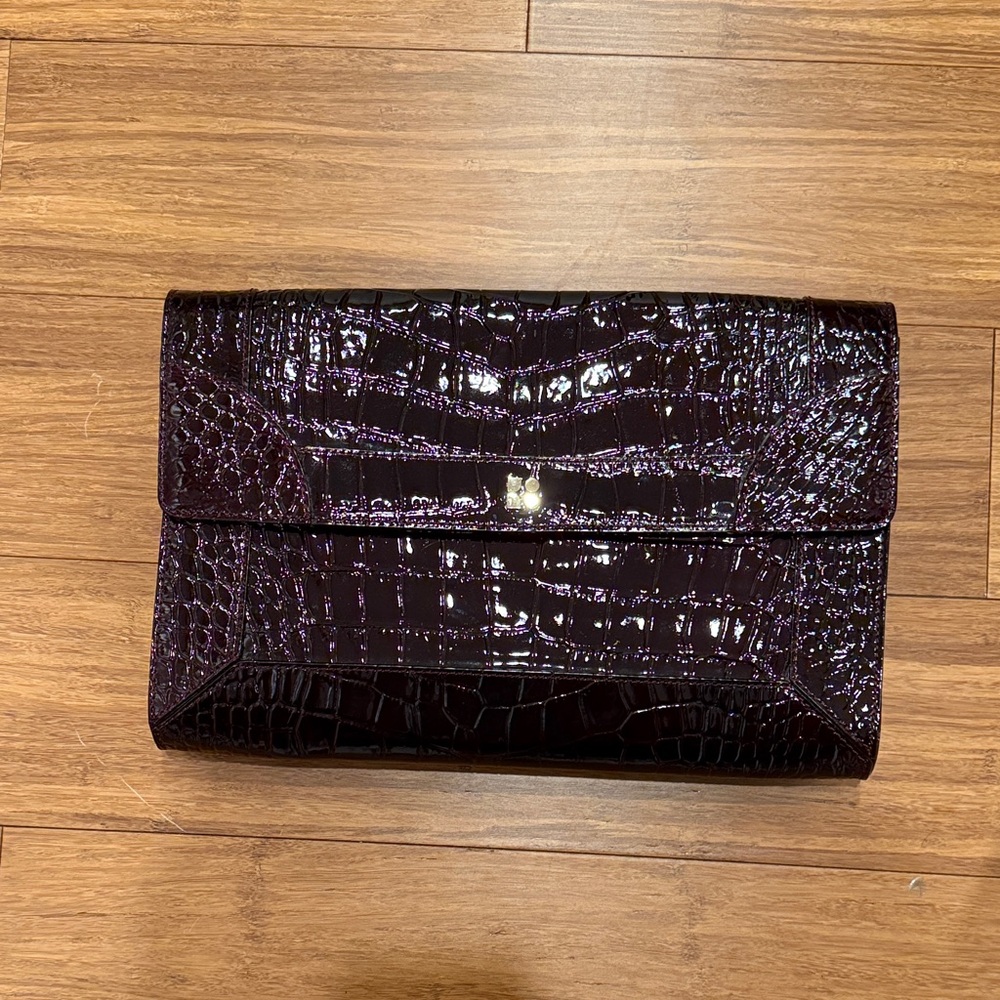 Elegant Burgundy Crocodile-Embossed Clutch